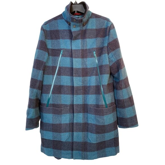 Rare Victorinox Mens Coat Medium Wool Blend Plaid Blue RD10715 - Picture 7 of 16